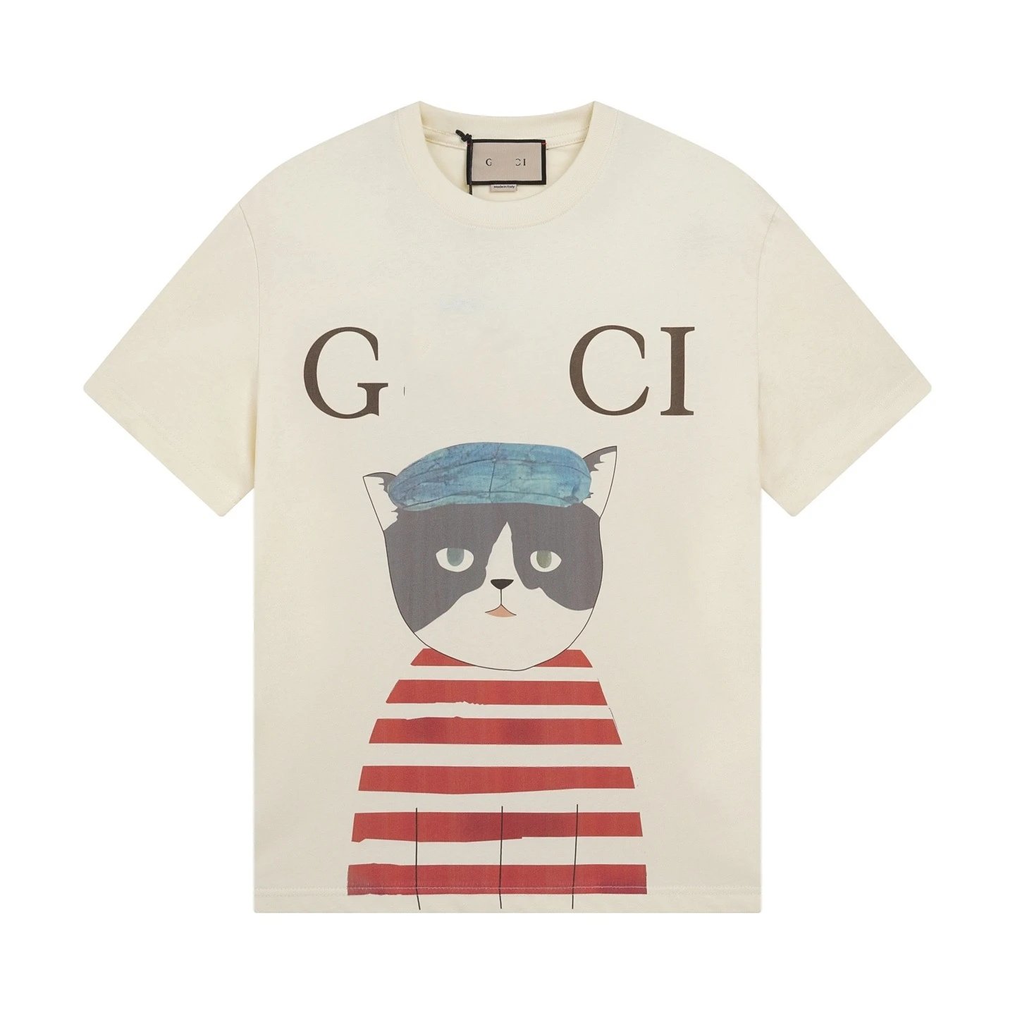 Casual Cotton Graphic Tee Unisex Ivory - Gucci - Cnfans - $23.55
