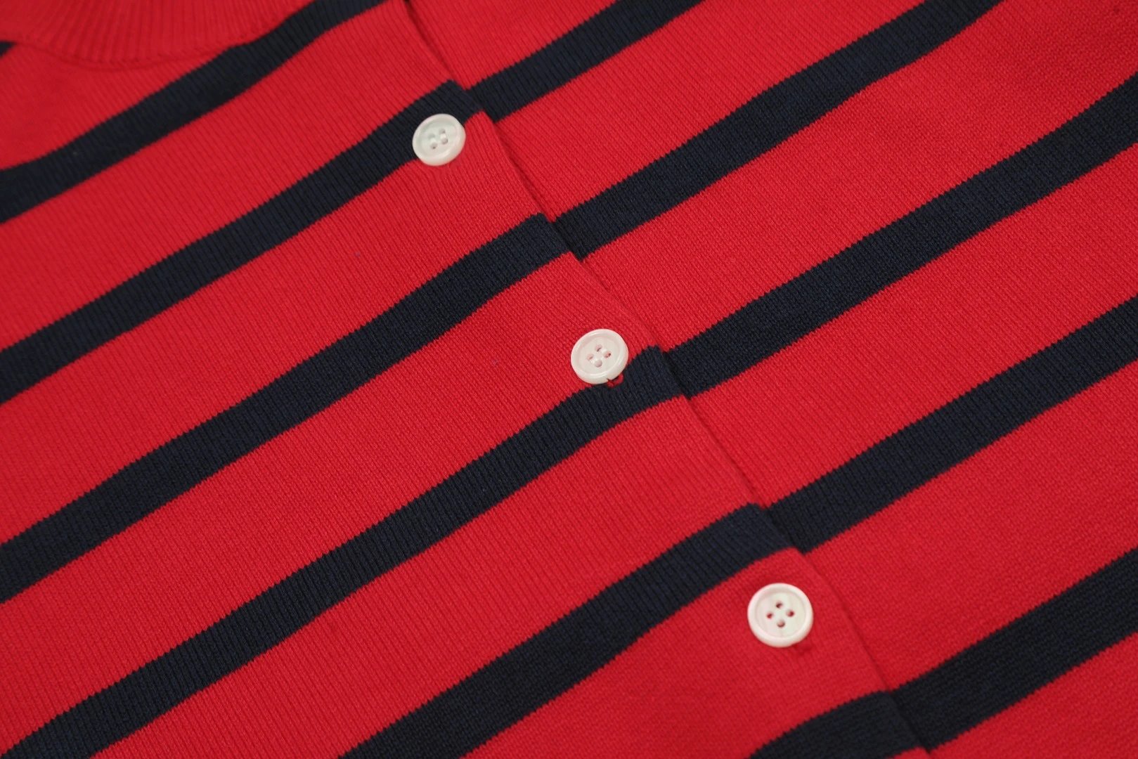 Striped Knit Cardigan Long Sleeve Top, Navy - Gallery Image 8 - Detailed View