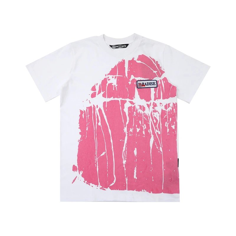 Street Art Paint Splash Cotton Tee Rose Pink - Gallery Image 2 - Detailed View