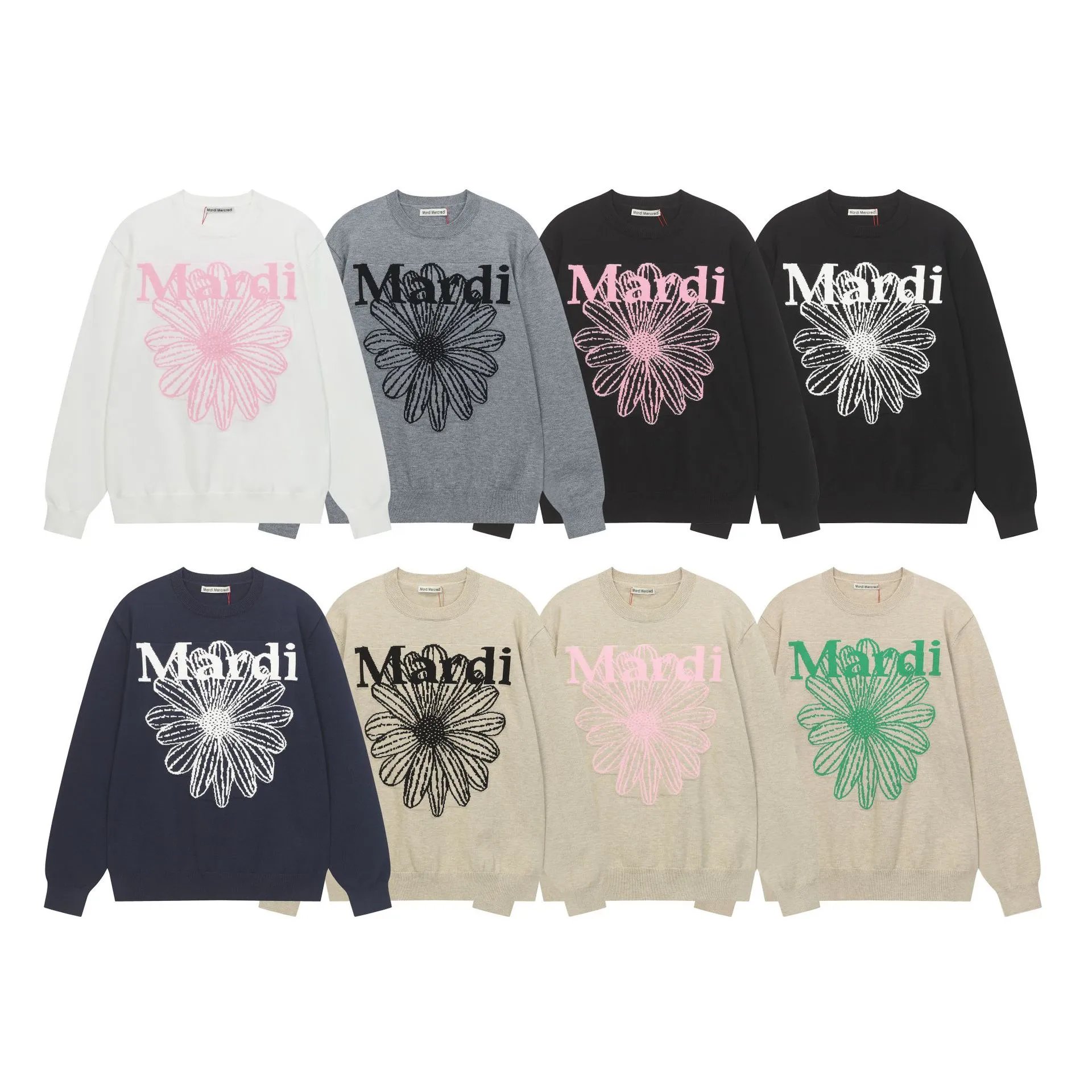 Women's Floral Knit Round Neck Pullover, Greige - Gallery Image 1 - Detailed View