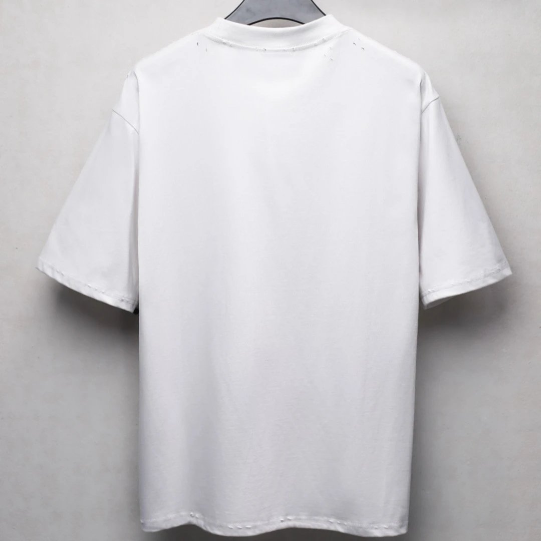 Unisex Oversized Distressed Melted Print Cotton Tee - Onyx Black - Gallery Image 4 - Detailed View