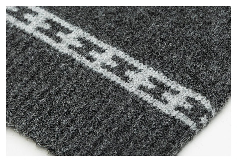 Unisex Retro Fair Isle Knit Toggle Cardigan Sweater Charcoal Grey - Gallery Image 13 - Detailed View