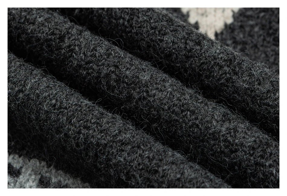 Retro Unisex Winter Fair Isle Knit Cardigan Deep Navy - Gallery Image 9 - Detailed View