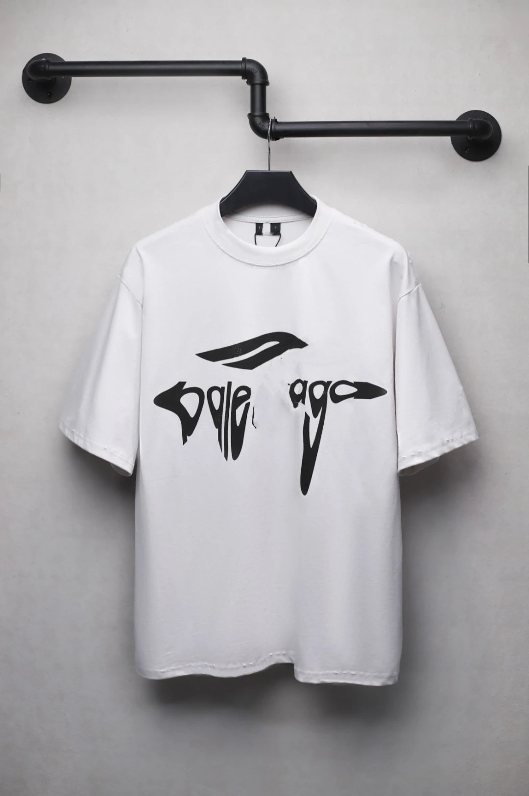 Unisex Oversized Distressed Melted Print Cotton Tee - Onyx Black - Balenciaga - Cnfans - $30.00