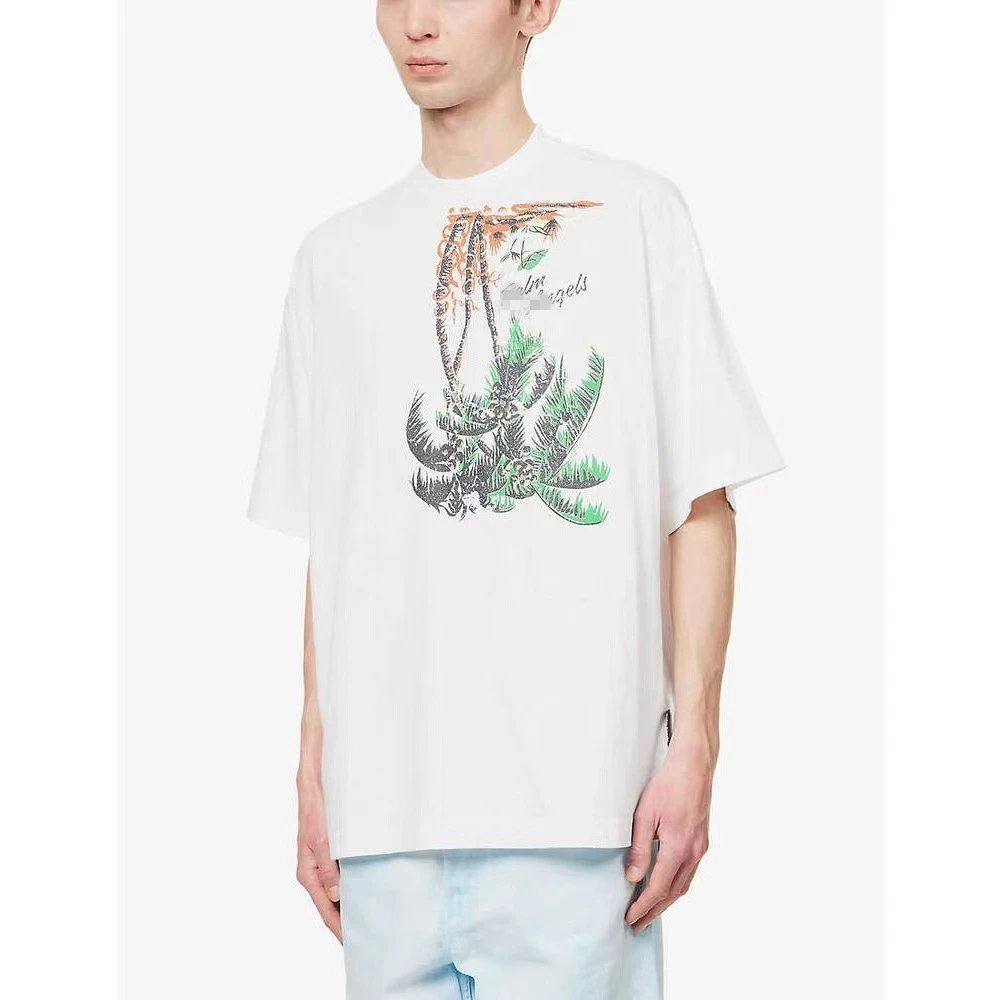 Streetwear Cotton Palm Tree Graphic Tee Ivory White - Gallery Image 11 - Detailed View