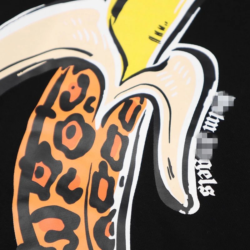 Street Banana Print Hoodie Unisex Pullover - Onyx - Gallery Image 8 - Detailed View