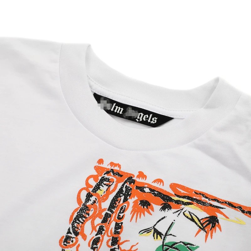 Streetwear Cotton Palm Tree Graphic Tee Ivory White - Gallery Image 4 - Detailed View