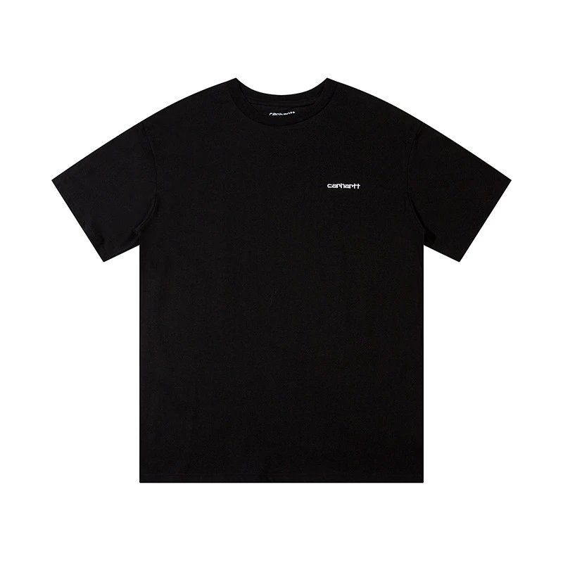 Casual Cotton Embroidered Tee Unisex Jet Black - Carhartt - Cnfans - $18.06