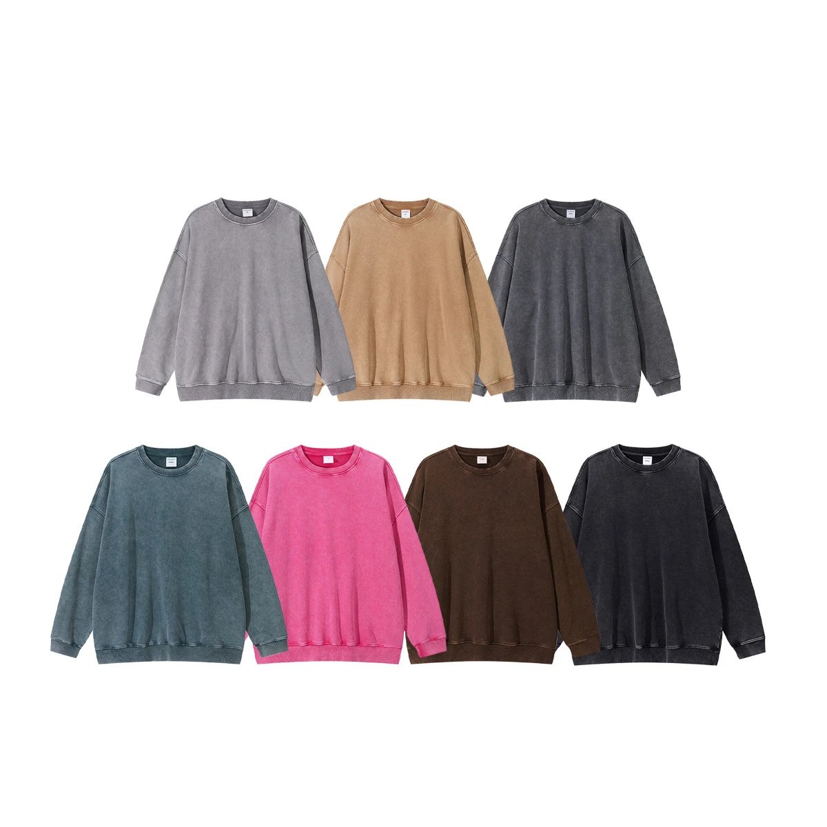 Men 420G Washed Snowflake Crewneck Sweatshirt Sandstone - Gallery Image 4 - Detailed View