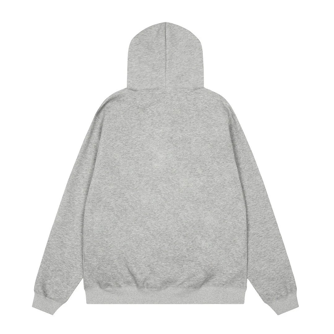 Men's Full Zip Cotton Bear Hoodie Jacket - Gray Heather - Gallery Image 5 - Detailed View