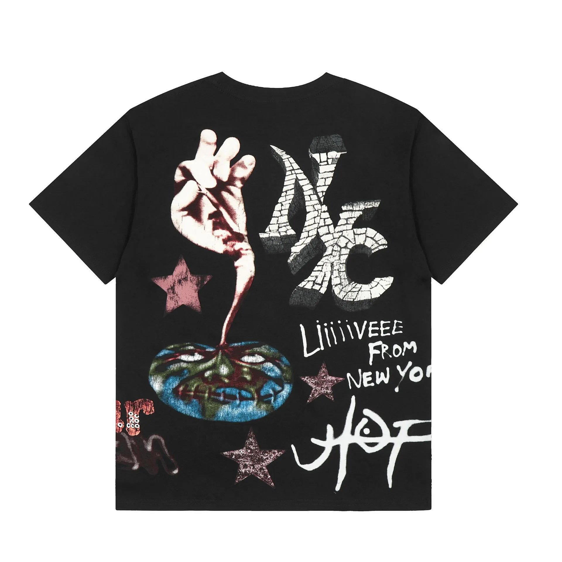 Utopia Graphic Streetwear Cotton T-Shirt Onyx Black - Gallery Image 3 - Detailed View