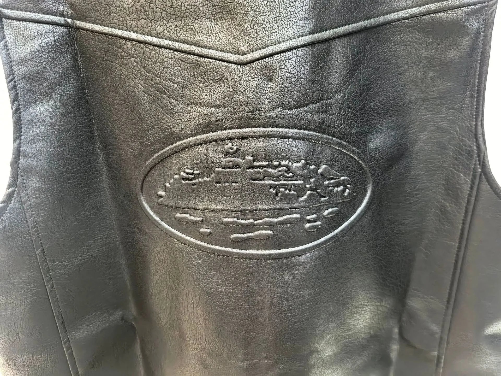 Street PU Biker Vest Ebony Ivory - Gallery Image 7 - Detailed View