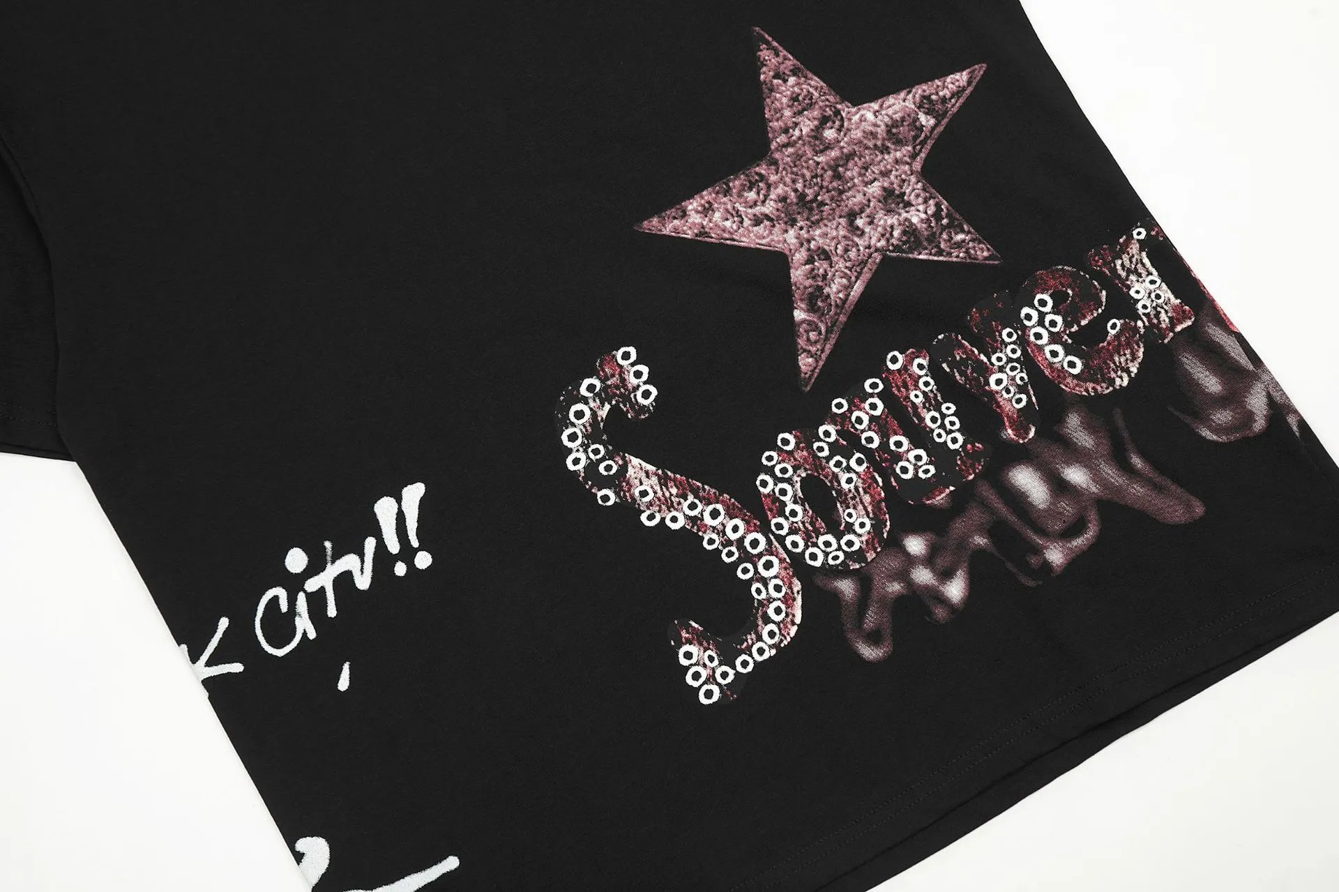 Utopia Graphic Streetwear Cotton T-Shirt Onyx Black - Gallery Image 9 - Detailed View