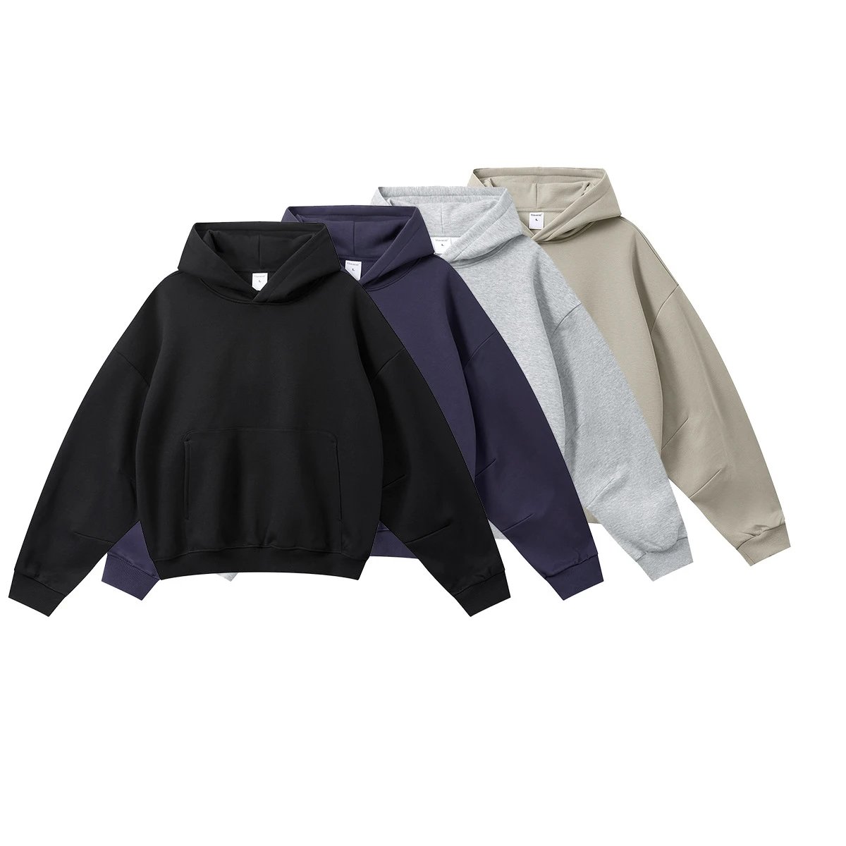 Heavyweight 330g Fleece Pullover Hoodie Streetwear Men Aubergine - Gallery Image 3 - Detailed View