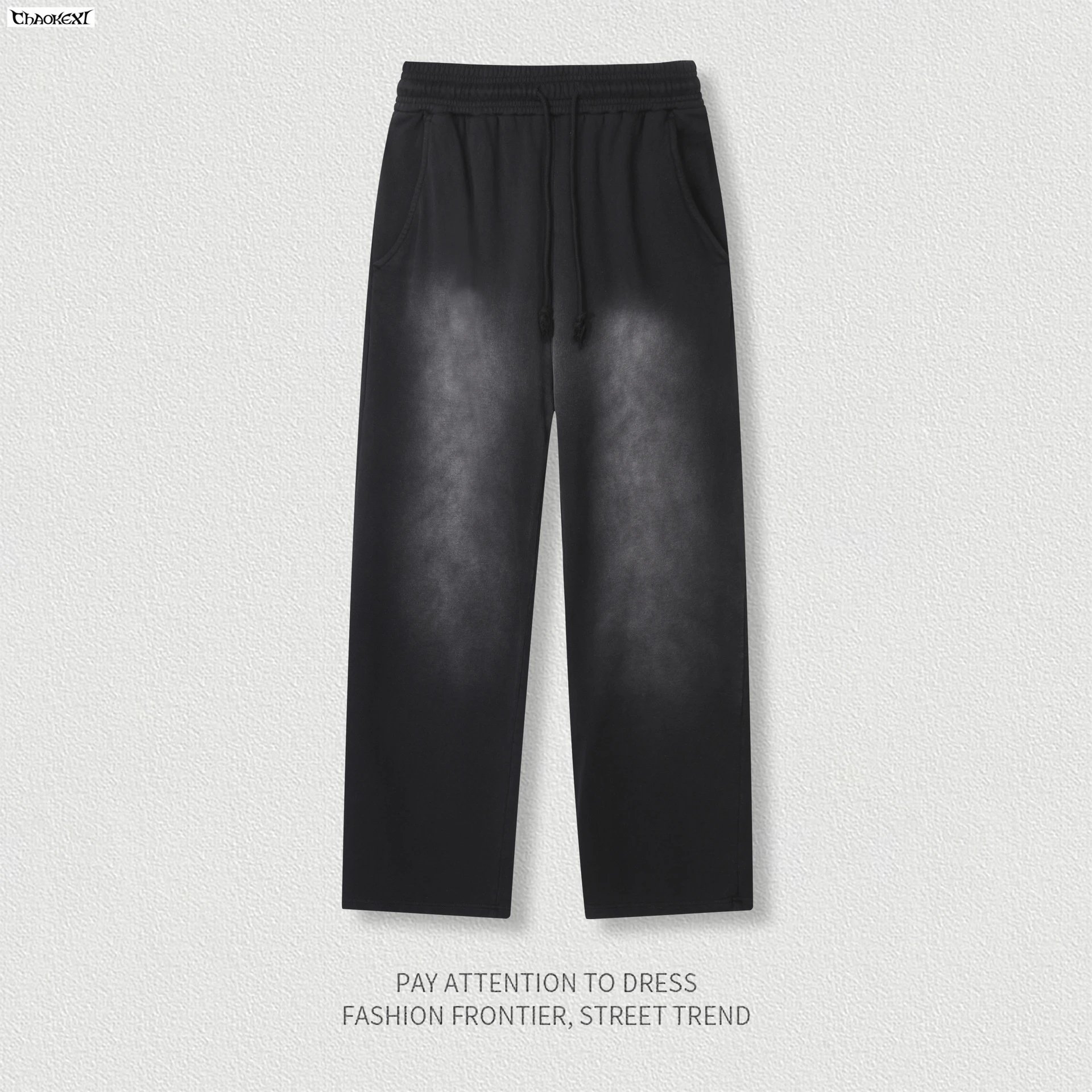 Men's Fleece Straight Leg Sweatpants Casual Onyx - CHAOKEXI - Cnfans - $28.31