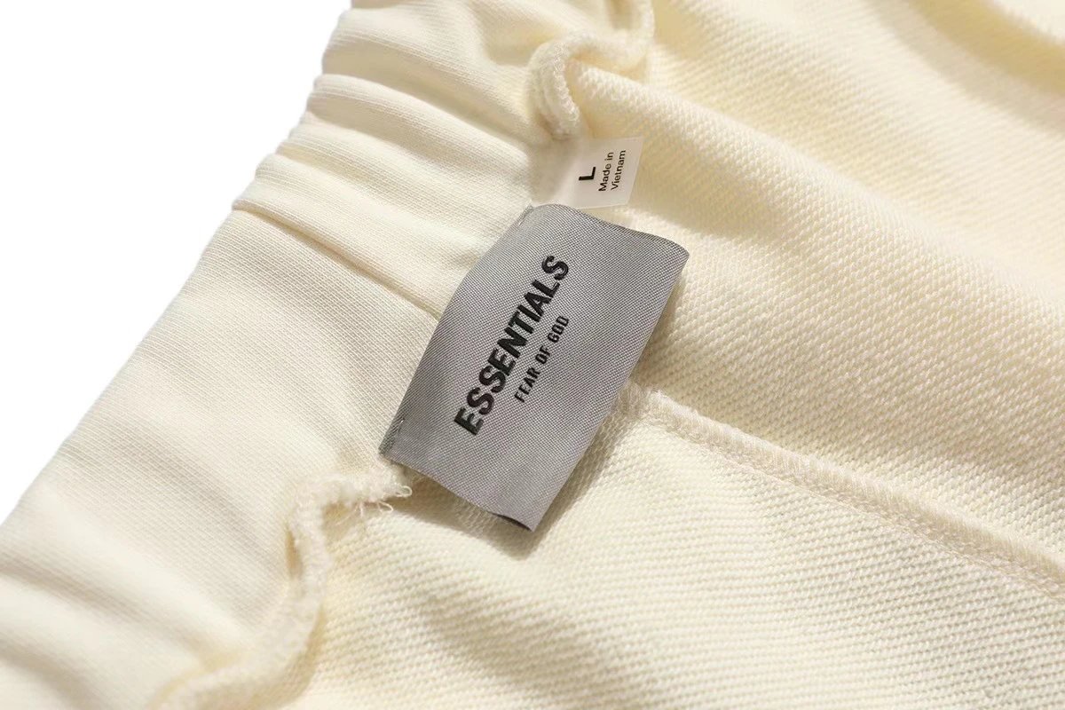 Unisex Cotton Drawstring Casual Shorts Ivory Black - Gallery Image 6 - Detailed View