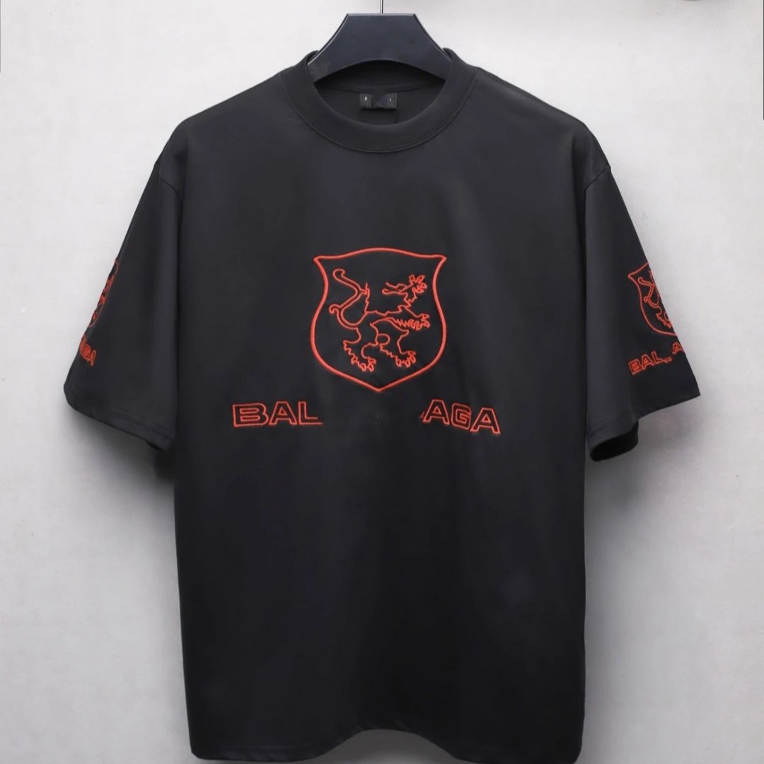 Balenciaga 25SS Embroidered Tee Black - Gallery Image 1 - Detailed View