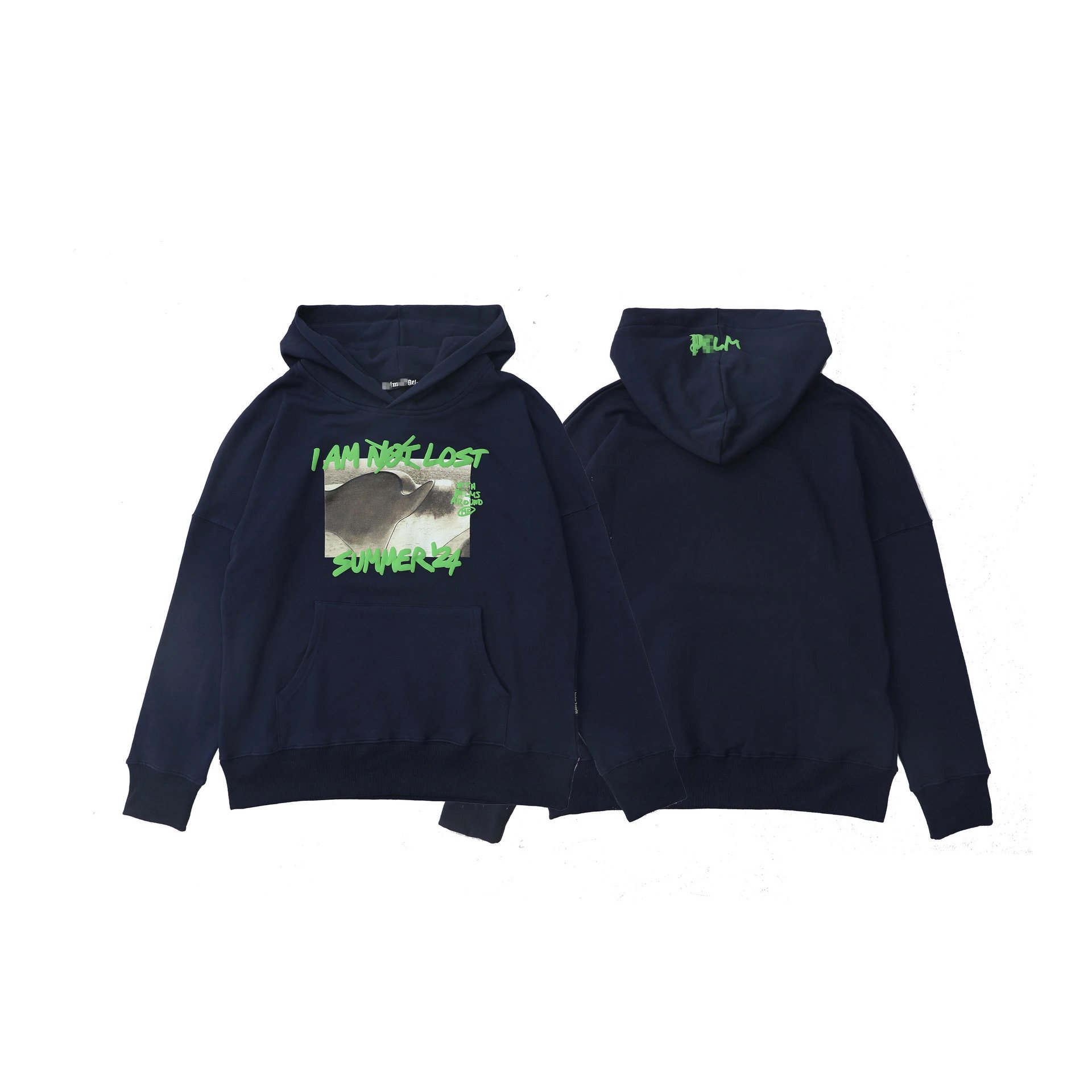 Palm Angels Foam Print Hoodie Navy - Gallery Image 1 - Detailed View