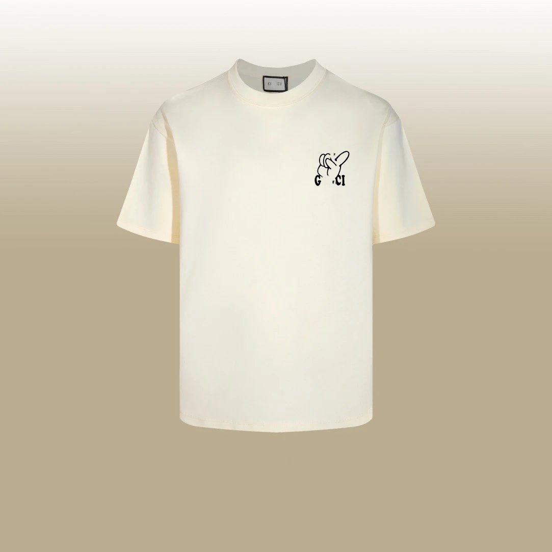 Men's Cotton Graphic Tee Casual Summer T-Shirt - Ecru - Gucci - Cnfans - $26.77