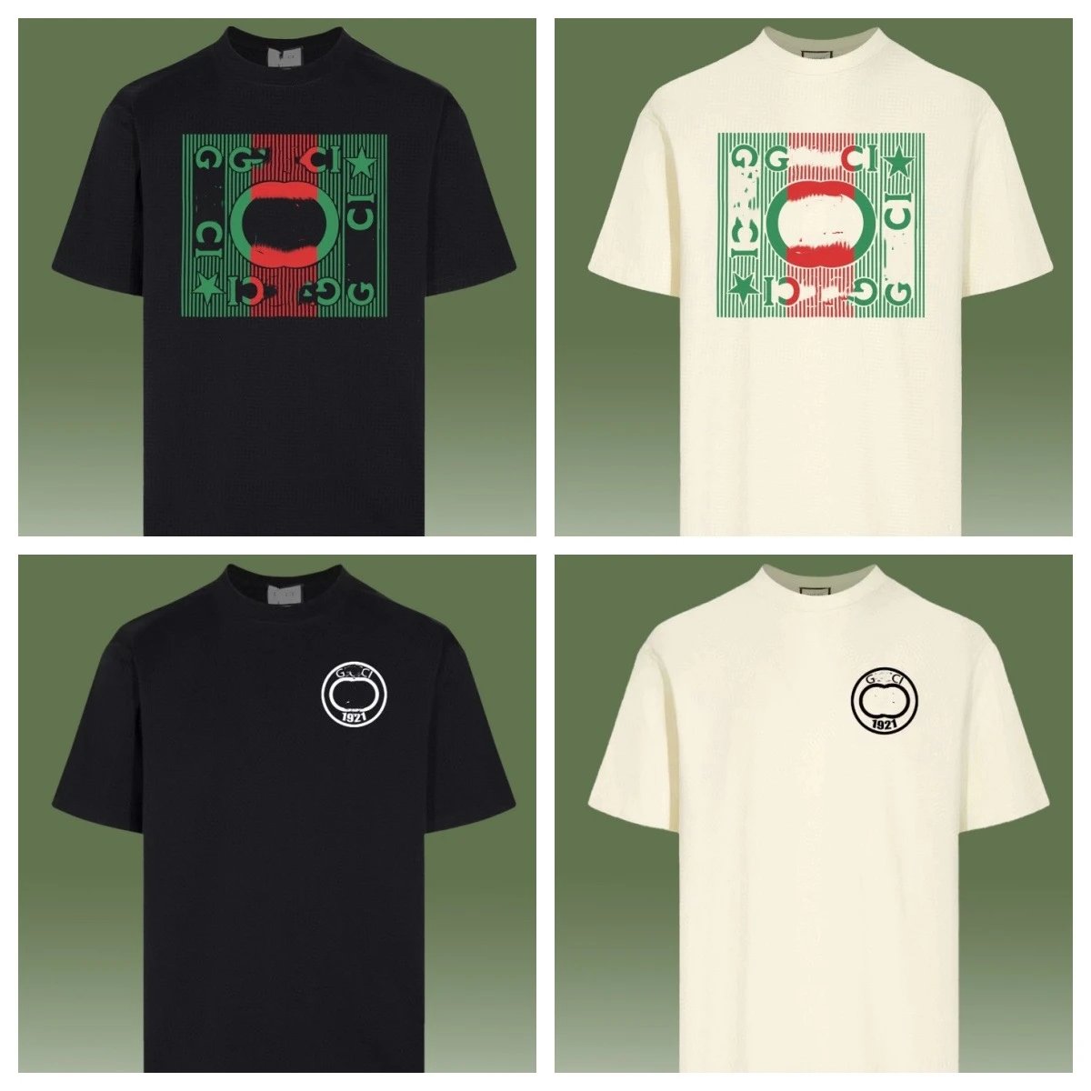 Casual Graphic Cotton Tee Unisex Cream - Gallery Image 8 - Detailed View