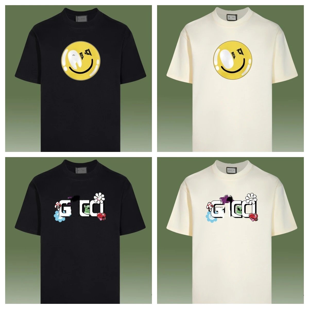 Casual Graphic Cotton Tee Unisex Cream - Gallery Image 10 - Detailed View