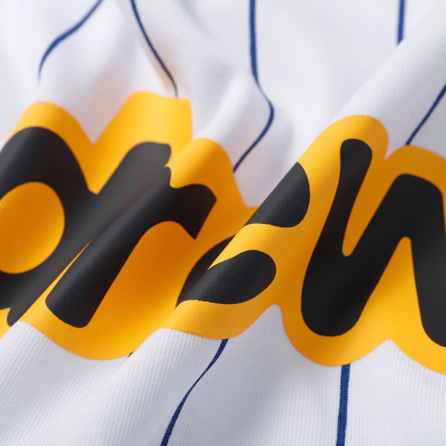 Streetwear Stripe Cotton Logo Tee Navy White - Gallery Image 6 - Detailed View