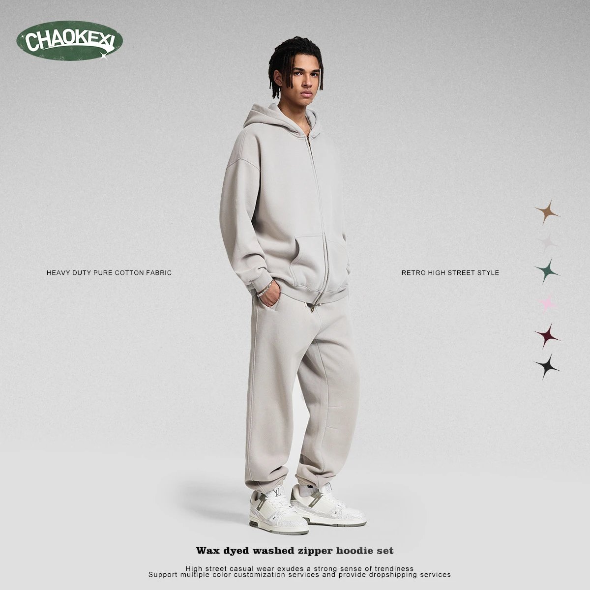 Casual Fleece Hoodie Set Autumn Unisex Forest - Gallery Image 3 - Detailed View