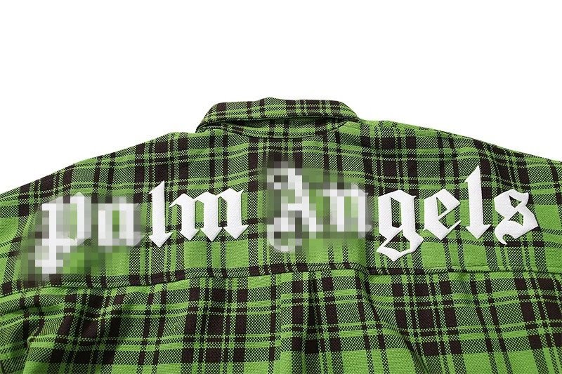 Palm Angels Plaid Overshirt Green - Gallery Image 4 - Detailed View