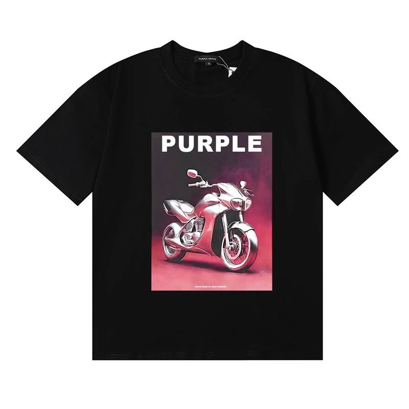 Street Graphic Cotton Tee Unisex Jet Black - Purple Brand - Cnfans - $20.65