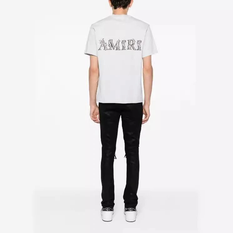 Amiri T-Shirt with Logo Print Black - Gallery Image 7 - Detailed View