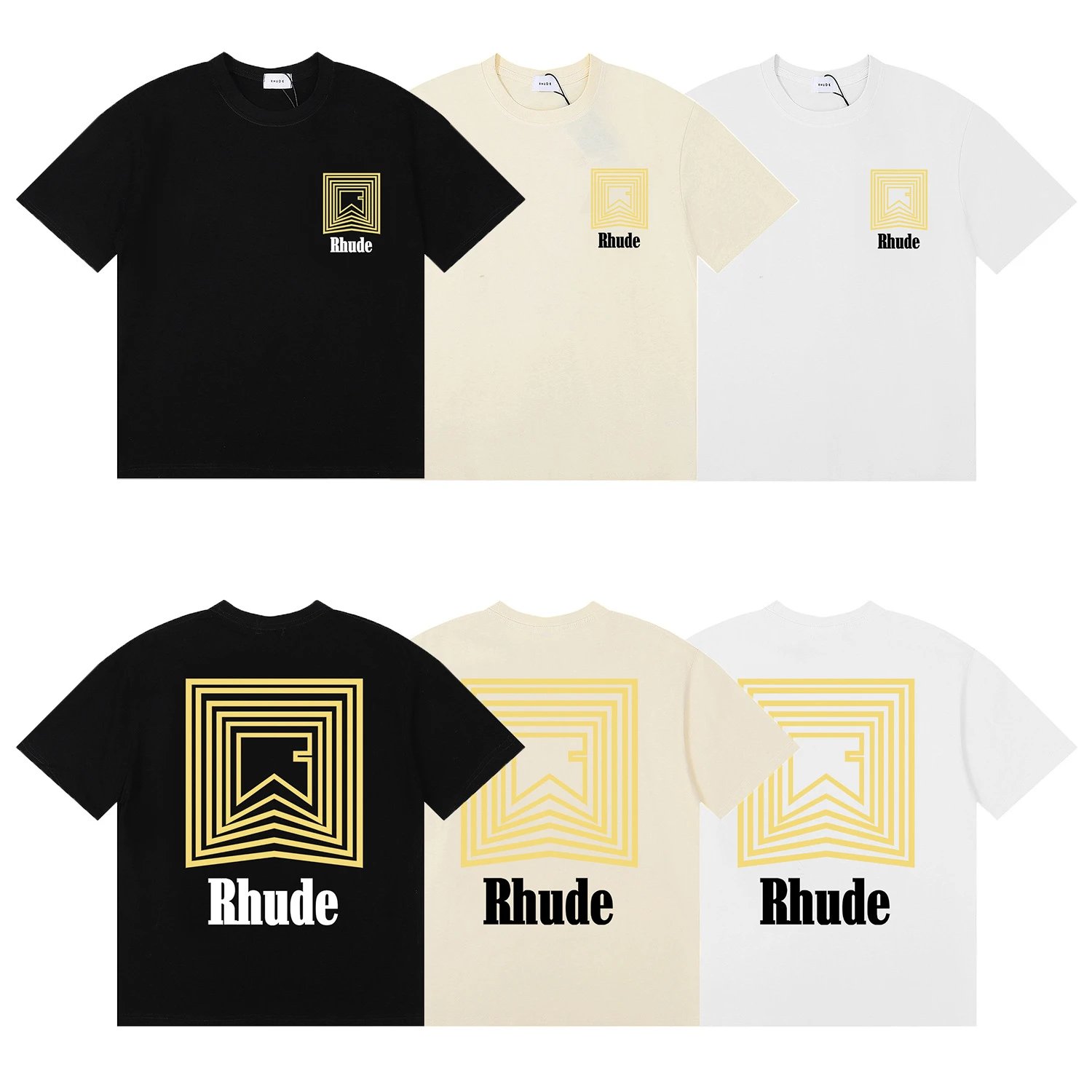 Rhude Geometric Logo T-shirt Black - Gallery Image 2 - Detailed View