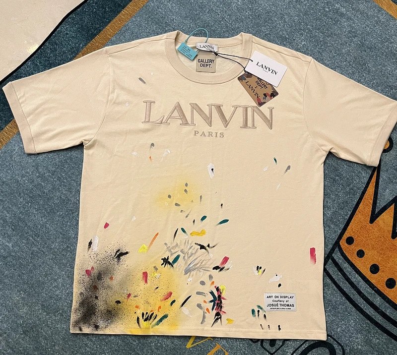 Lanvin x Gallery Dept Paint Splatter Tee Beige - Gallery Image 3 - Detailed View