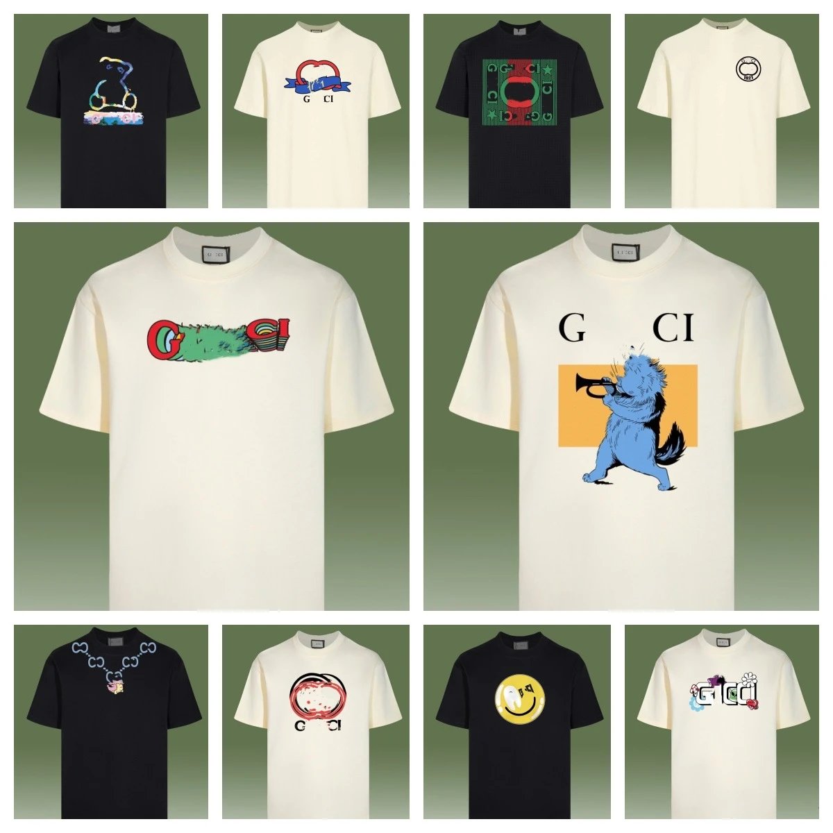 Casual Graphic Cotton Tee Unisex Cream - Gallery Image 1 - Detailed View