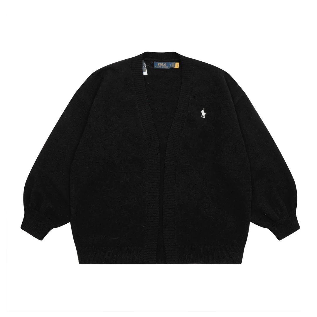 Vintage Knit V-Neck Cardigan Mid-Length Sweater - Onyx - Ralph Lauren - Cnfans - $37.74