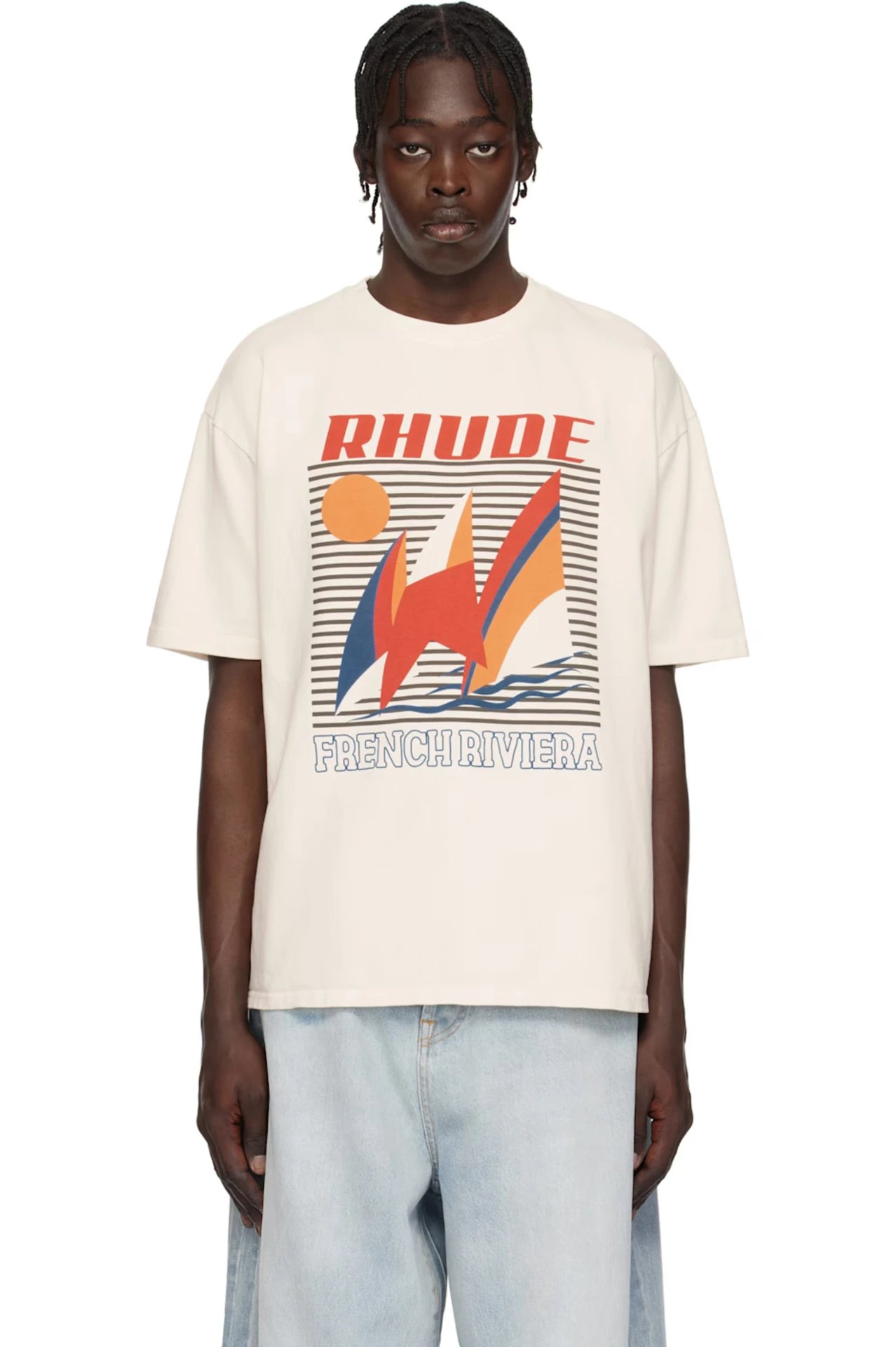 Rhude Letter Palm T-Shirt Beige - Gallery Image 6 - Detailed View