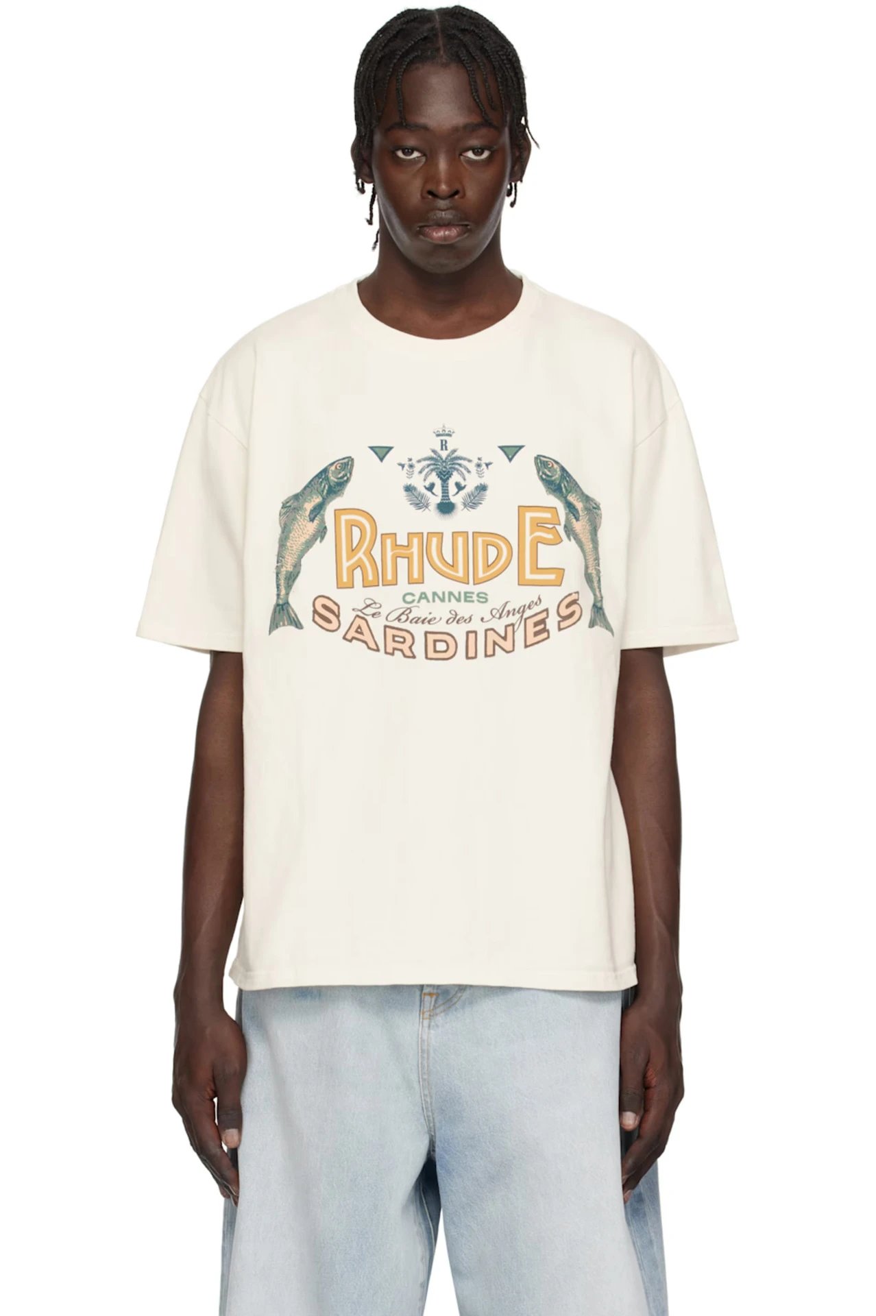 Rhude Letter Palm T-Shirt Beige - Gallery Image 7 - Detailed View