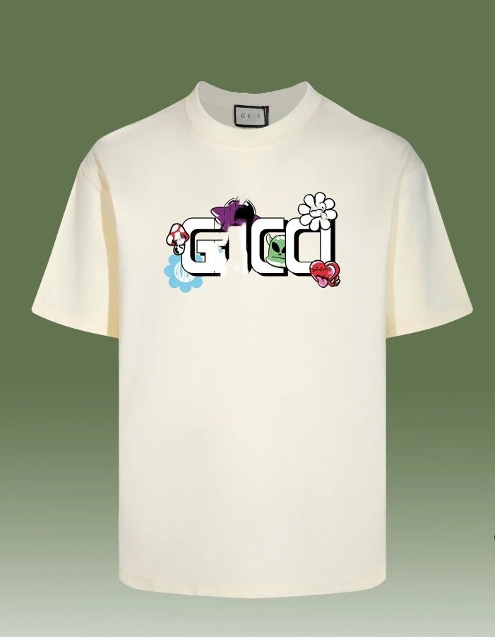 Graphic Cotton Summer Unisex Tee Off-White - Gucci - Cnfans - $26.77