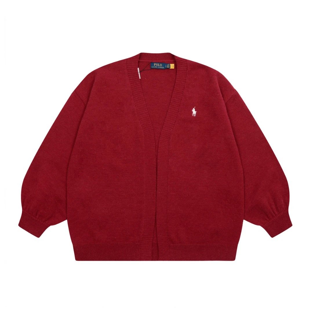 Vintage Knit Cardigan Sweater, Autumn, Crimson - Ralph Lauren - Cnfans - $37.74