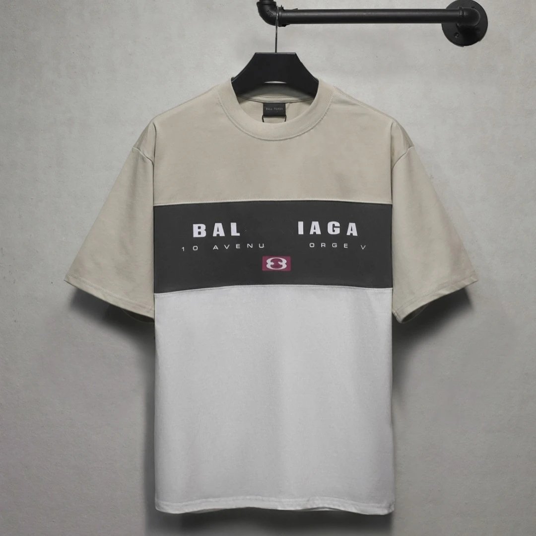 Casual Block T-Shirt Unisex Cotton Tee - Heather Grey - Gallery Image 1 - Detailed View