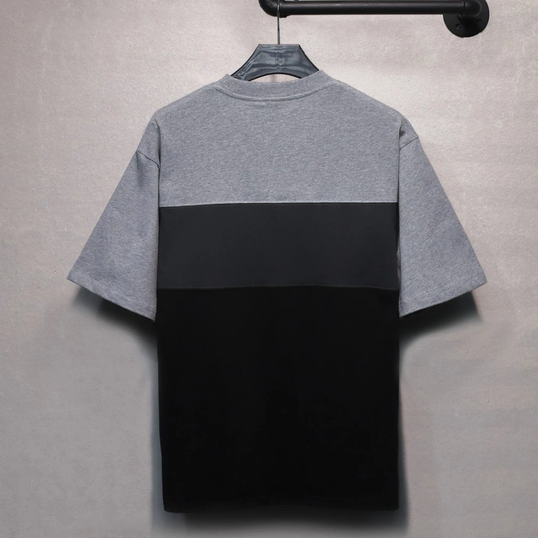 Casual Block T-Shirt Unisex Cotton Tee - Heather Grey - Gallery Image 4 - Detailed View