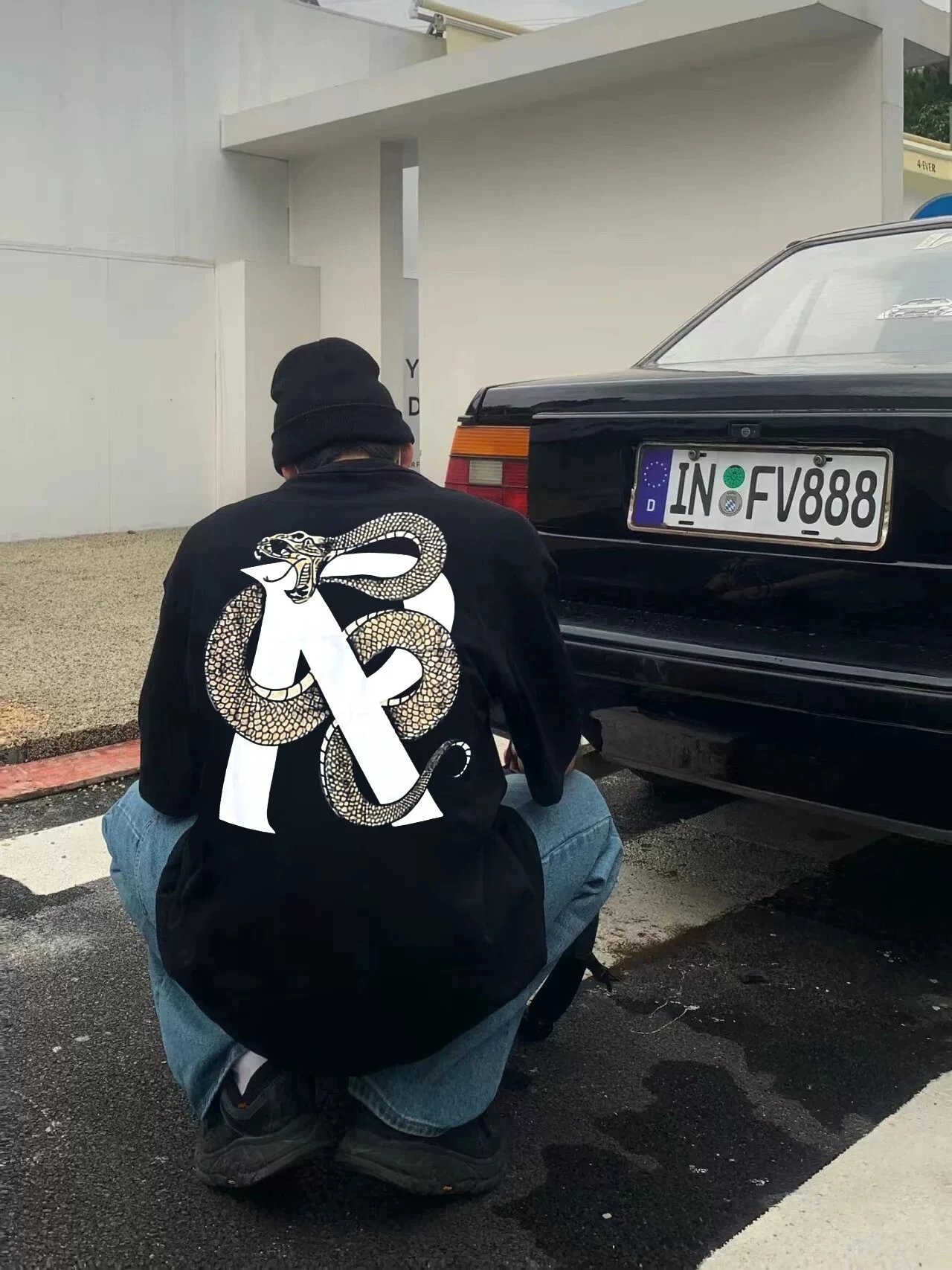 Represent Snake Print T-Shirt Black - Gallery Image 8 - Detailed View