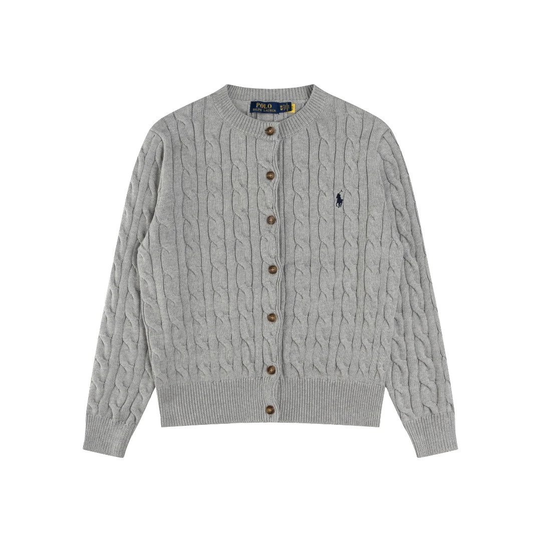 Cable-Knit Cotton Cardigan Sweater, Womens - Heather Gray - Ralph Lauren - Cnfans - $39.35