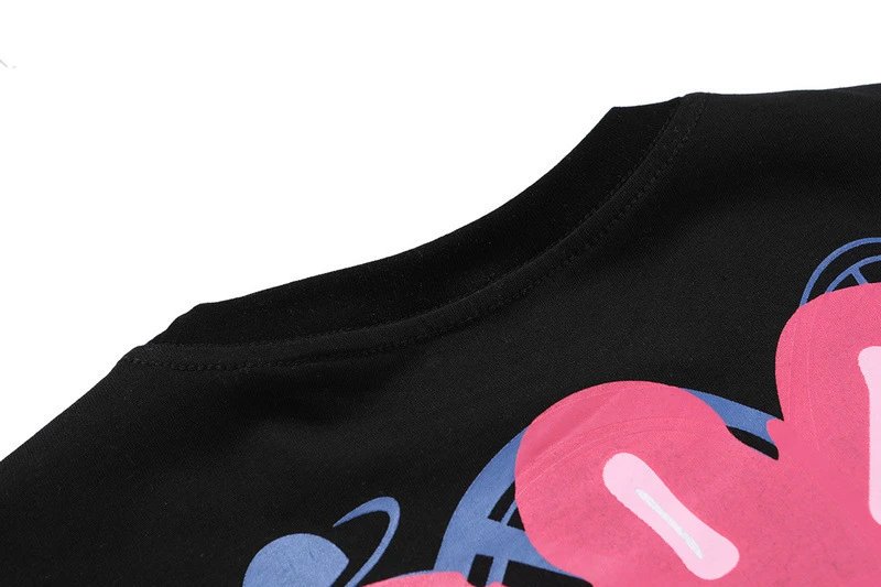 Streetwear Graphic Cotton Tee Unisex Ivory Black - Gallery Image 10 - Detailed View