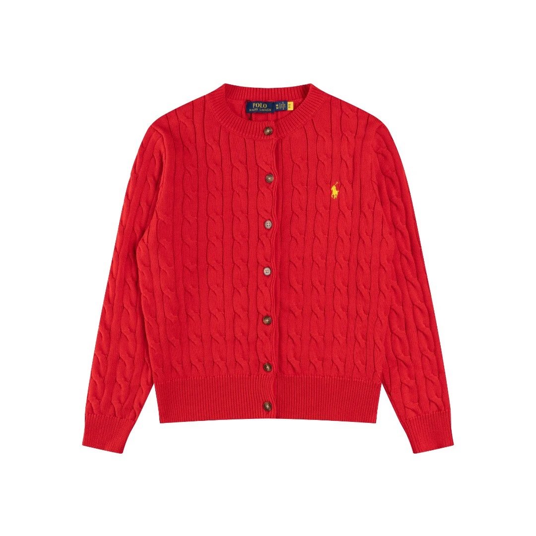 Classic Knit Cable Cardigan Sweater Women Vermillion - Ralph Lauren - Cnfans - $39.35