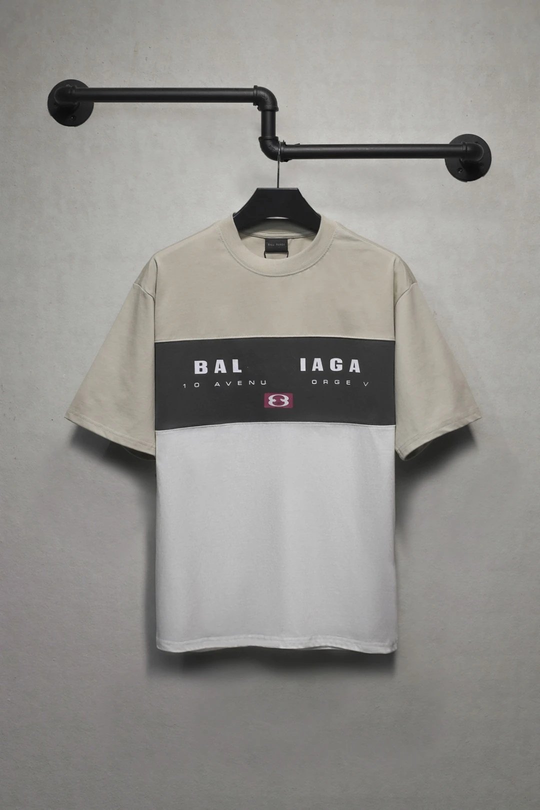 Casual Cotton Tee Unisex Tri-color Logo Print Ecru - Balenciaga - Cnfans - $33.23