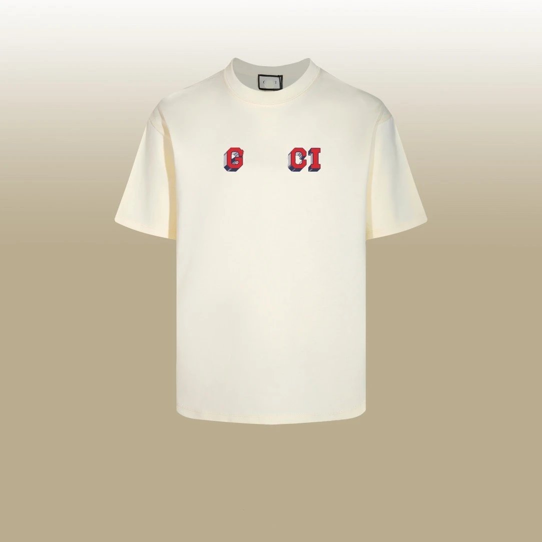 Casual Cotton Unisex Tee Shirt Top Ecru - Gucci - Cnfans - $26.77