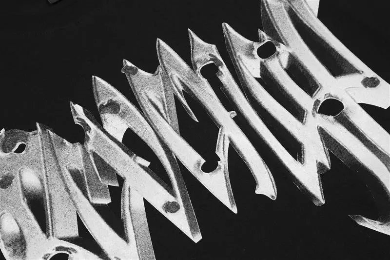 Gothic Skull Graphic Loose Cotton Tee Jet Black - Gallery Image 8 - Detailed View