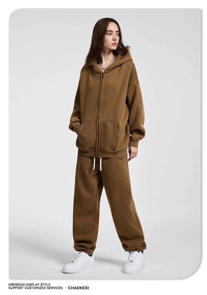 Casual Fleece Hoodie Set Autumn Unisex Forest - Gallery Image 6 - Detailed View