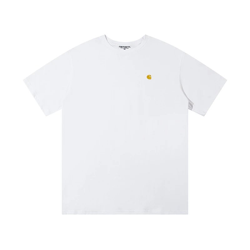 Casual Cotton Embroidered Short Sleeve Tee - Snow White - Carhartt - Cnfans - $18.06