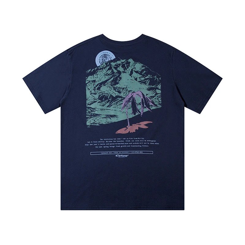 Casual Cotton Graphic Tee Unisex Midnight Navy - Carhartt - Cnfans - $20.00
